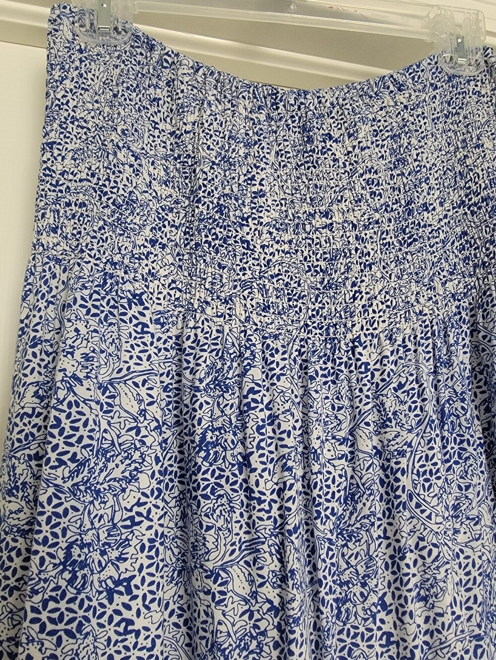 Strapless Blue Patterned Summer Dress - Picture 7 of 7